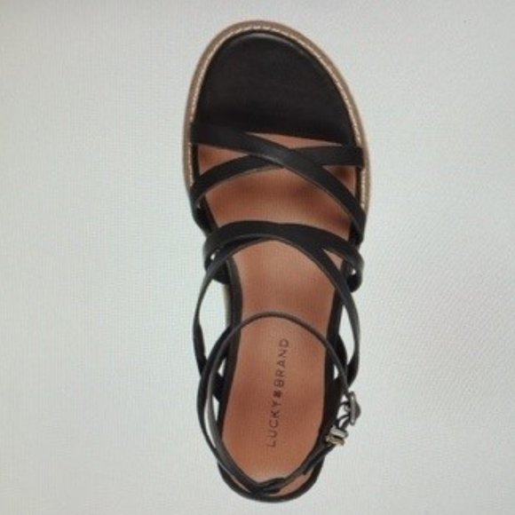 LUCKY BRAND NEMELLI WOMENS STRAPPY LEATHER ESPADRILLES (Black Essence) - Picture 2 of 3